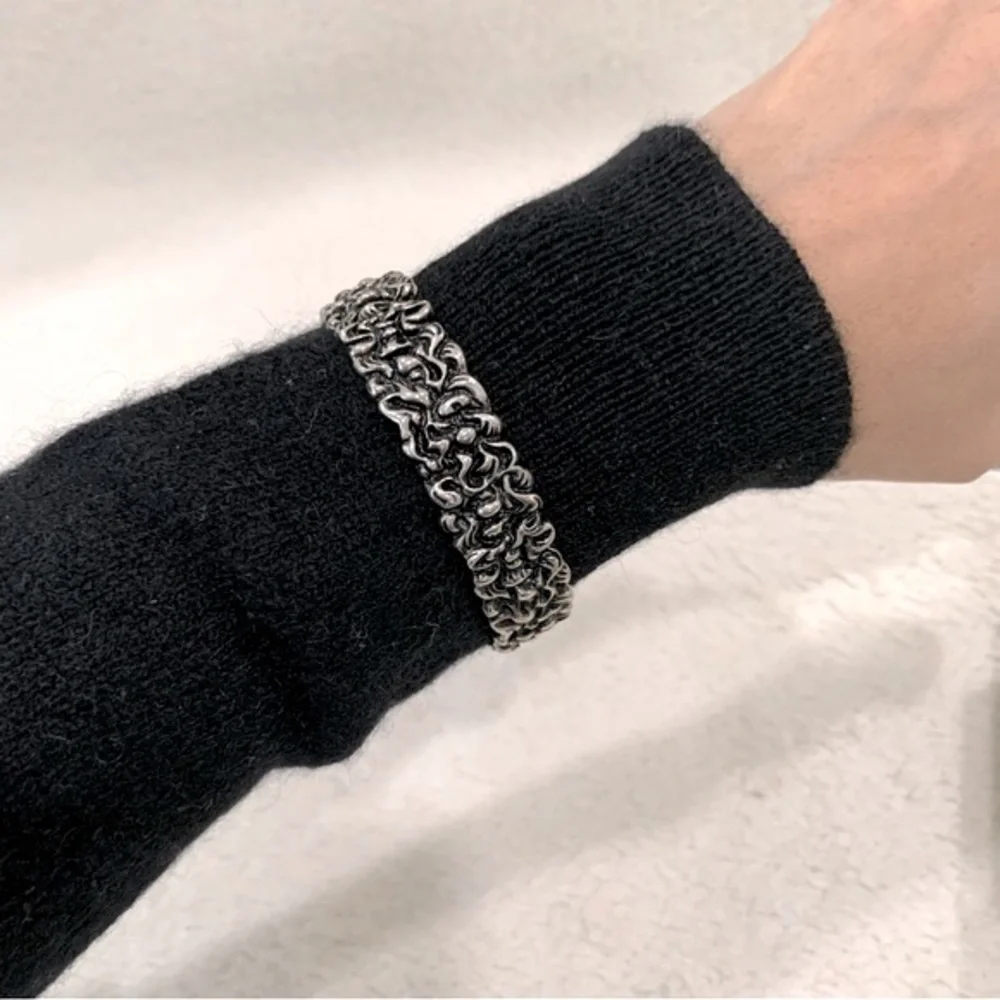 NIB Authentic Gucci Sterling Silver Crystal Garden Interlocking G Cuff Bracelet - Picture 7 of 7